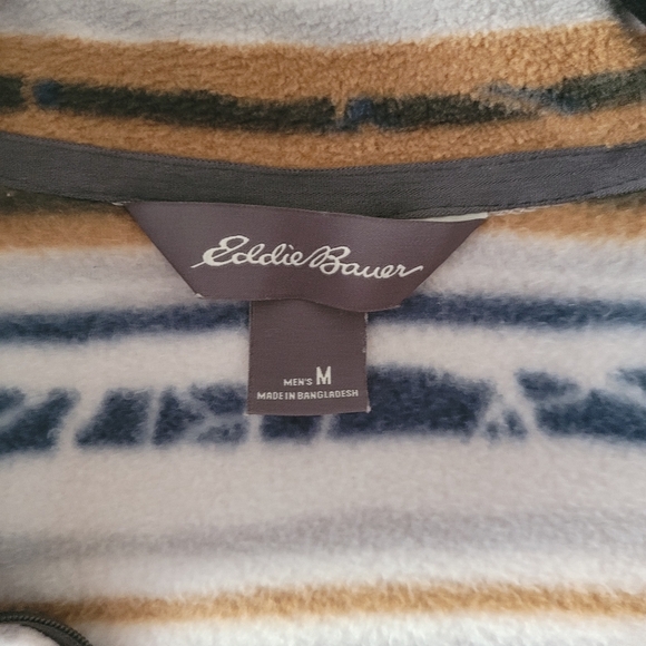 Eddie Bauer Men Quest Quarter Zip Fleece Pullover Size Medium Stripes Multicolor - Picture 3 of 8